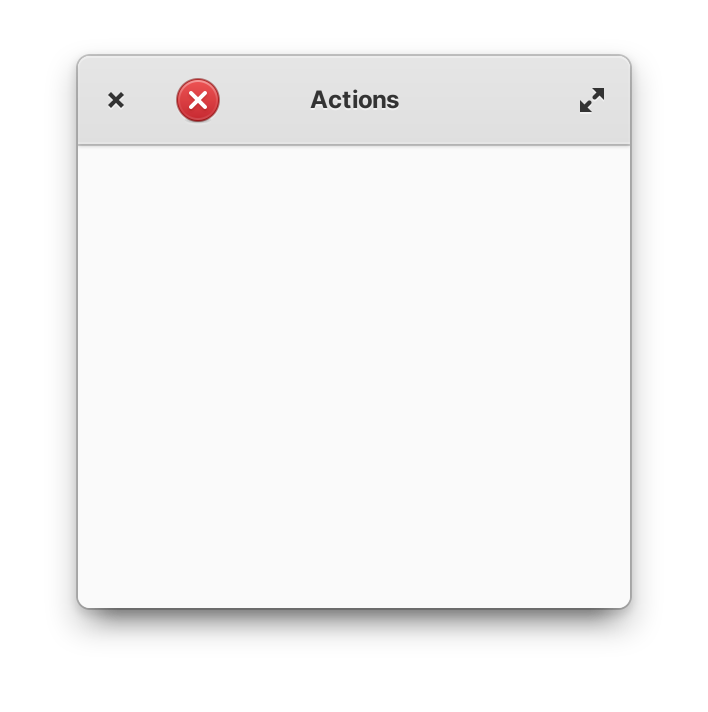 A Gtk.Application with a HeaderBar containing a large image button